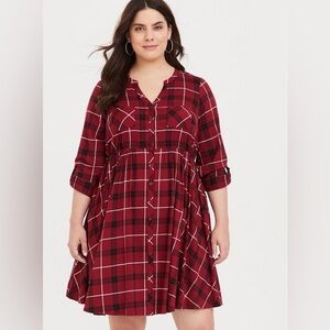 Mini Challis Button-Front Shirt Dress